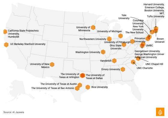 protests in US college campuses